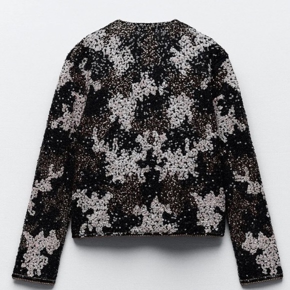 Zara Open Front Sequin Knit Cardigan Jacket - Picture 10 of 10